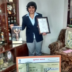 Pragnya with the Eklavya Award and a hoard of other awards